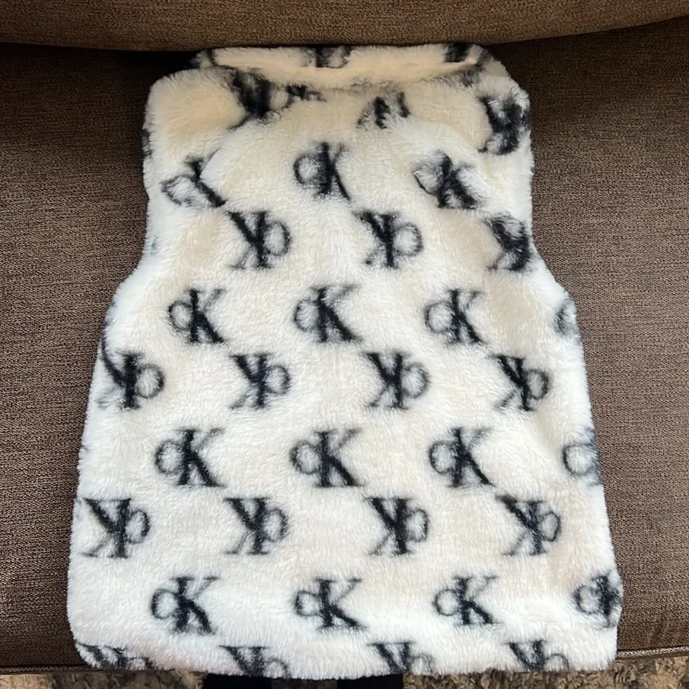 New Calvin Klein Faux Fur Vest with Calvin Klein Long Sleeve Shirt Girls size 5